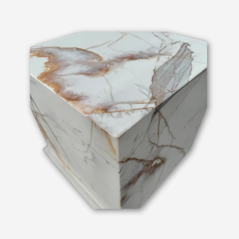 Cube Side Table - Gold Calacatta Marble