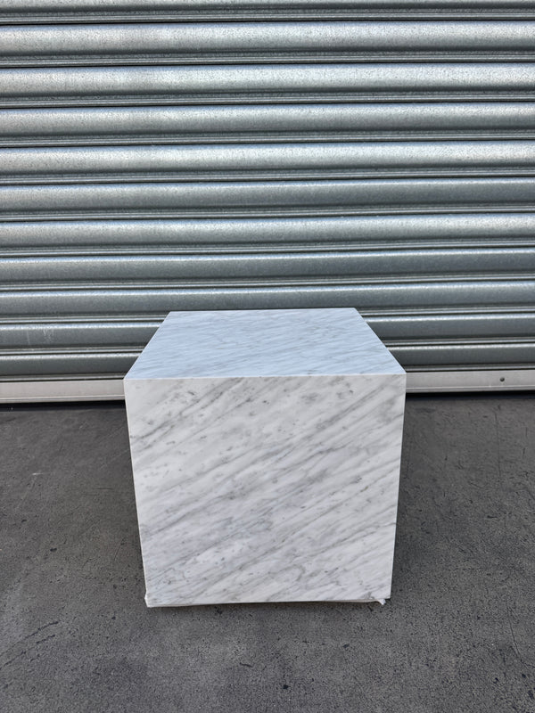 Cube Side Table - Carrara Marble