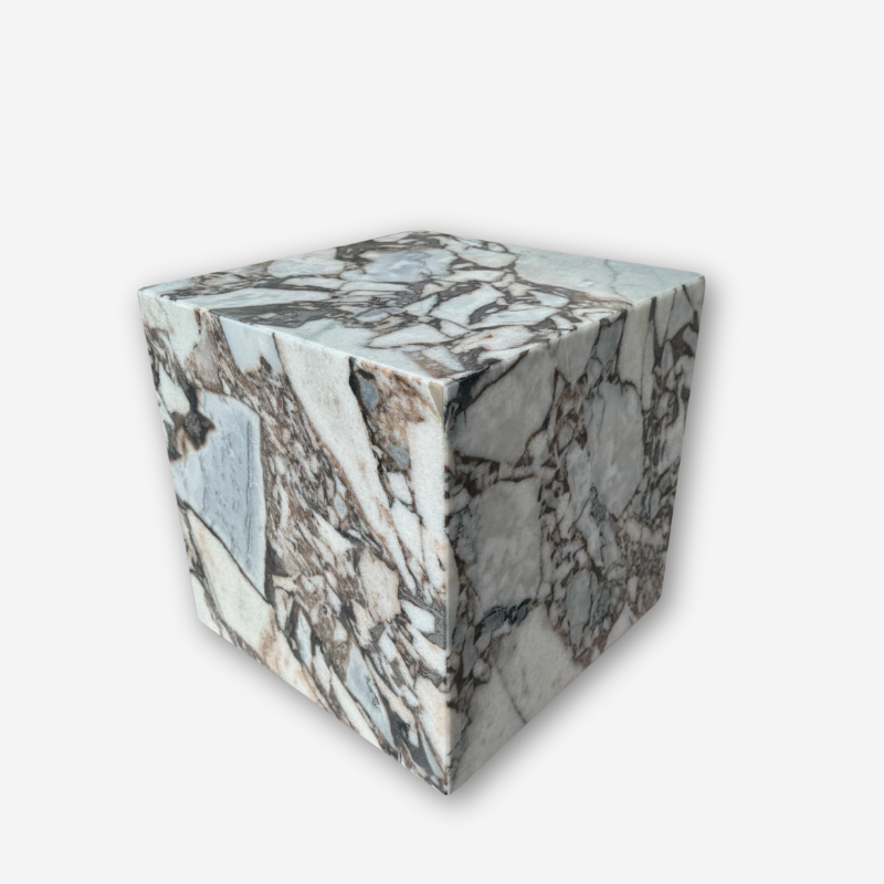 Cube Side Table - Milky Bleu Marble