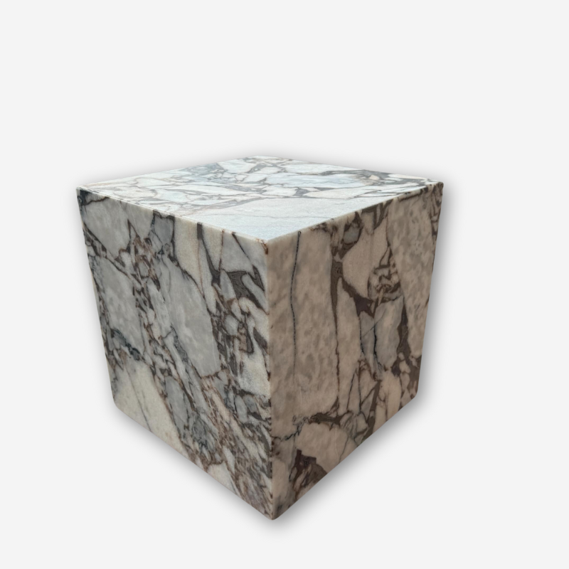 Cube Side Table - Milky Bleu Marble