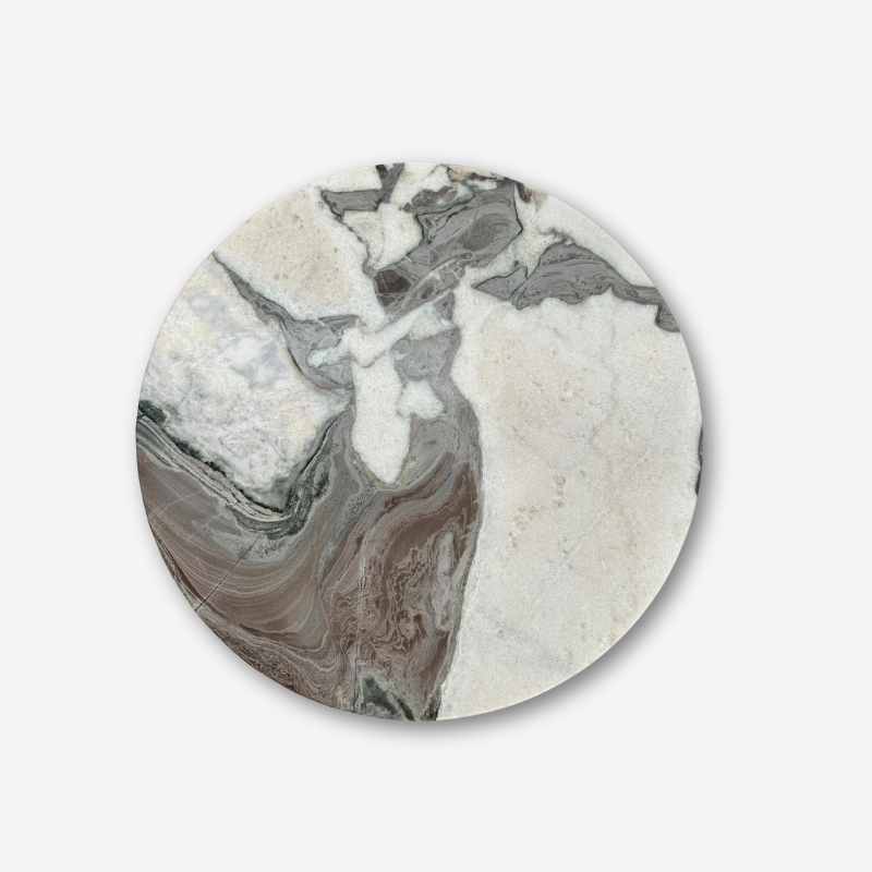 Rounded Side Table - Milky Blue Marble