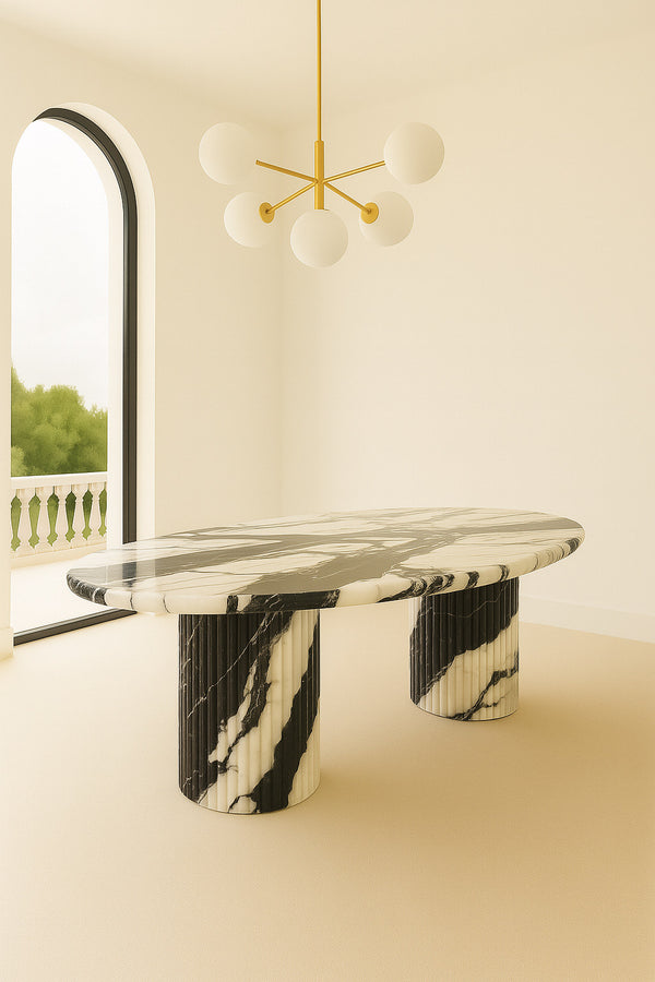 Oval Dining Table - Panda Marble