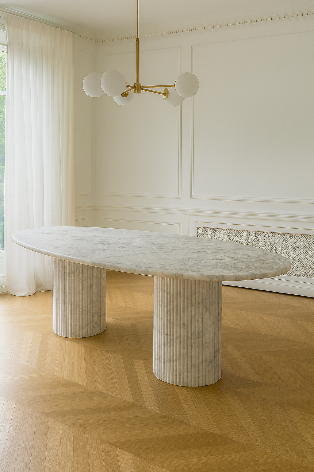 Oval Dining Table - Carrara Marble
