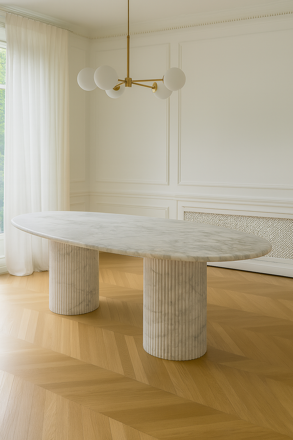 Oval Dining Table - Carrara Marble