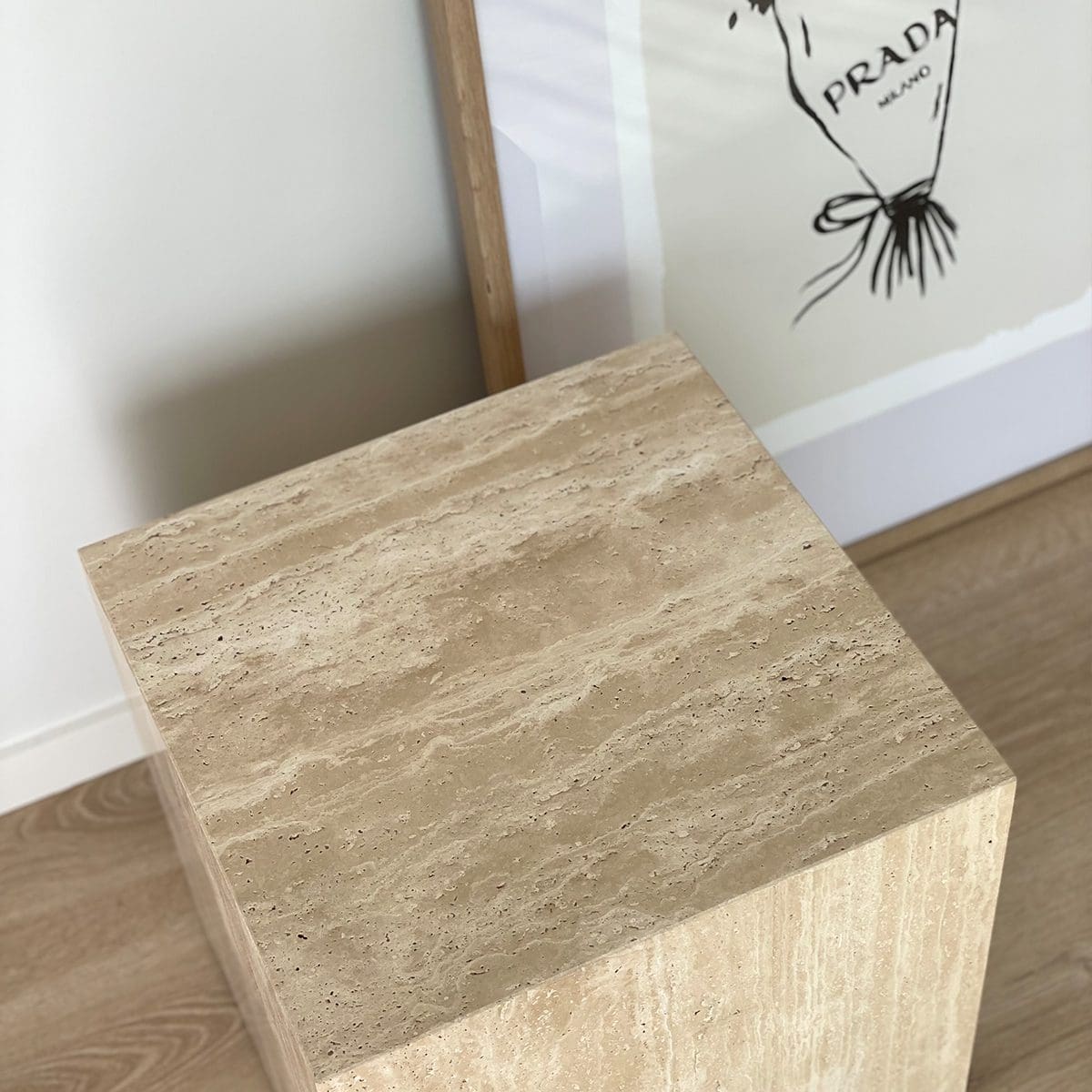 Cube Side Table - Travertine