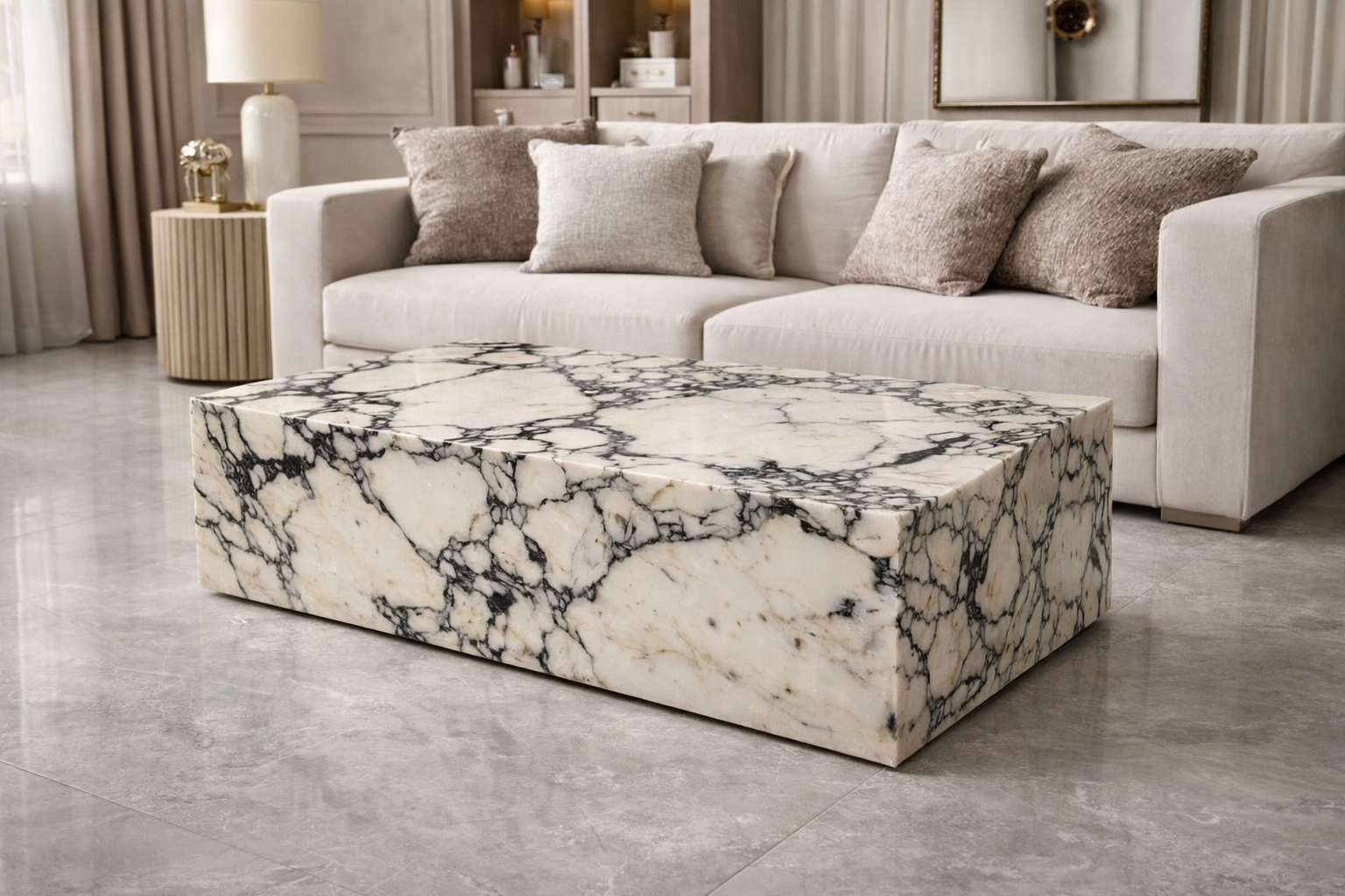 Block Coffee Table - Viola Calacatta Marble - Large