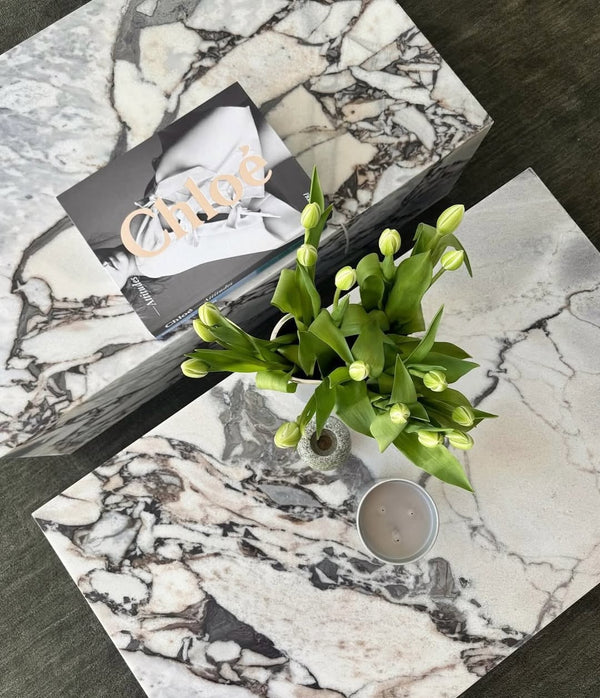 Block Coffee Table - Milky Blue Marble - Small