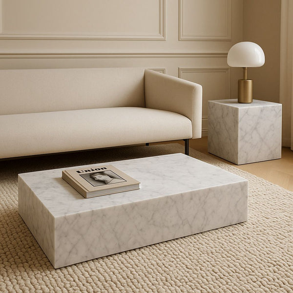 Cube Side Table - Carrara Marble