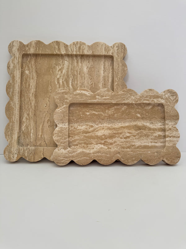 Scalloped Edge Tray - Travertine