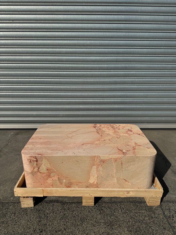 Crescent Corner Coffee Table - Pearl Pink Blush Marble