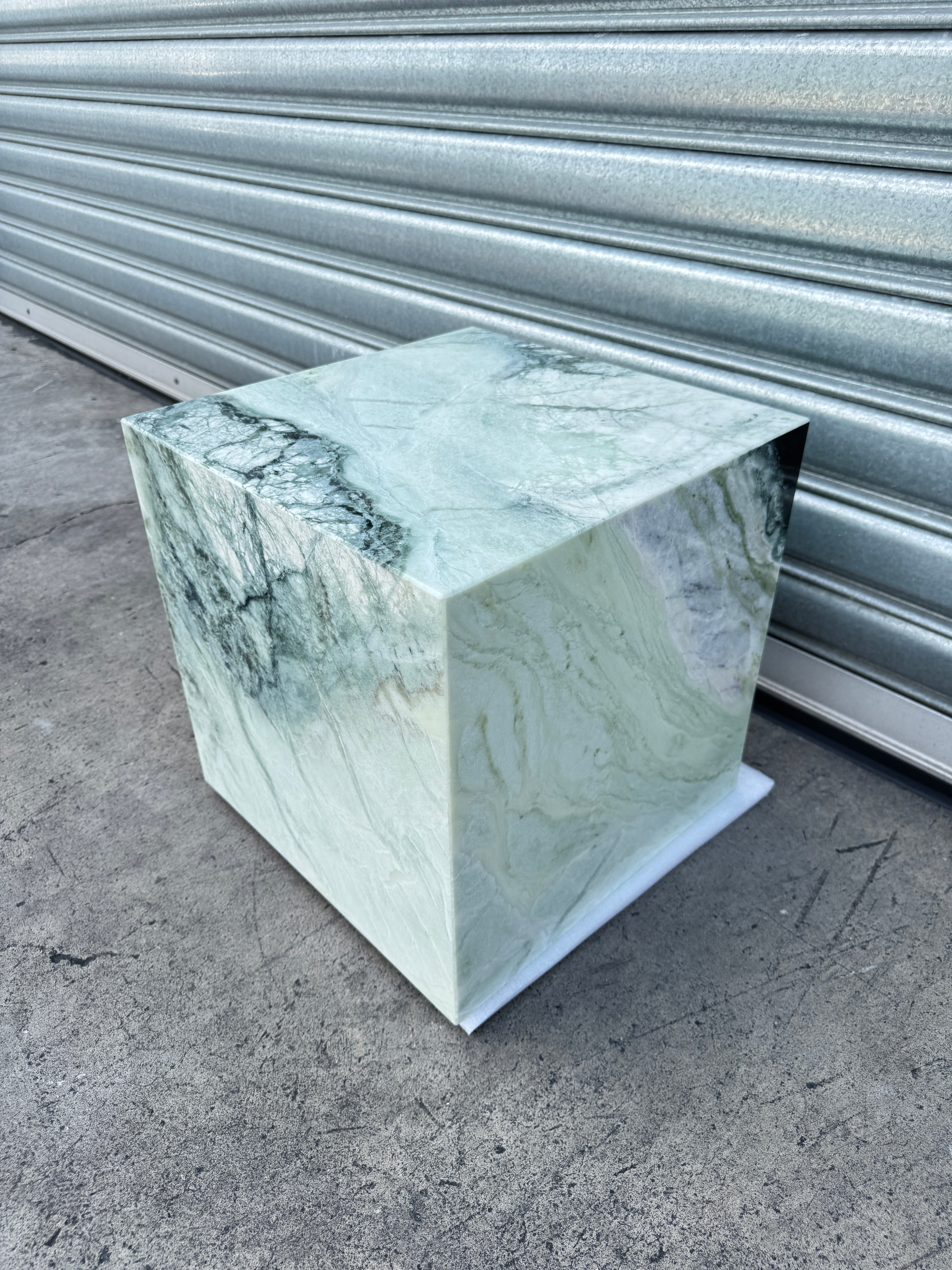 Cube Side Table - Twill Green Marble