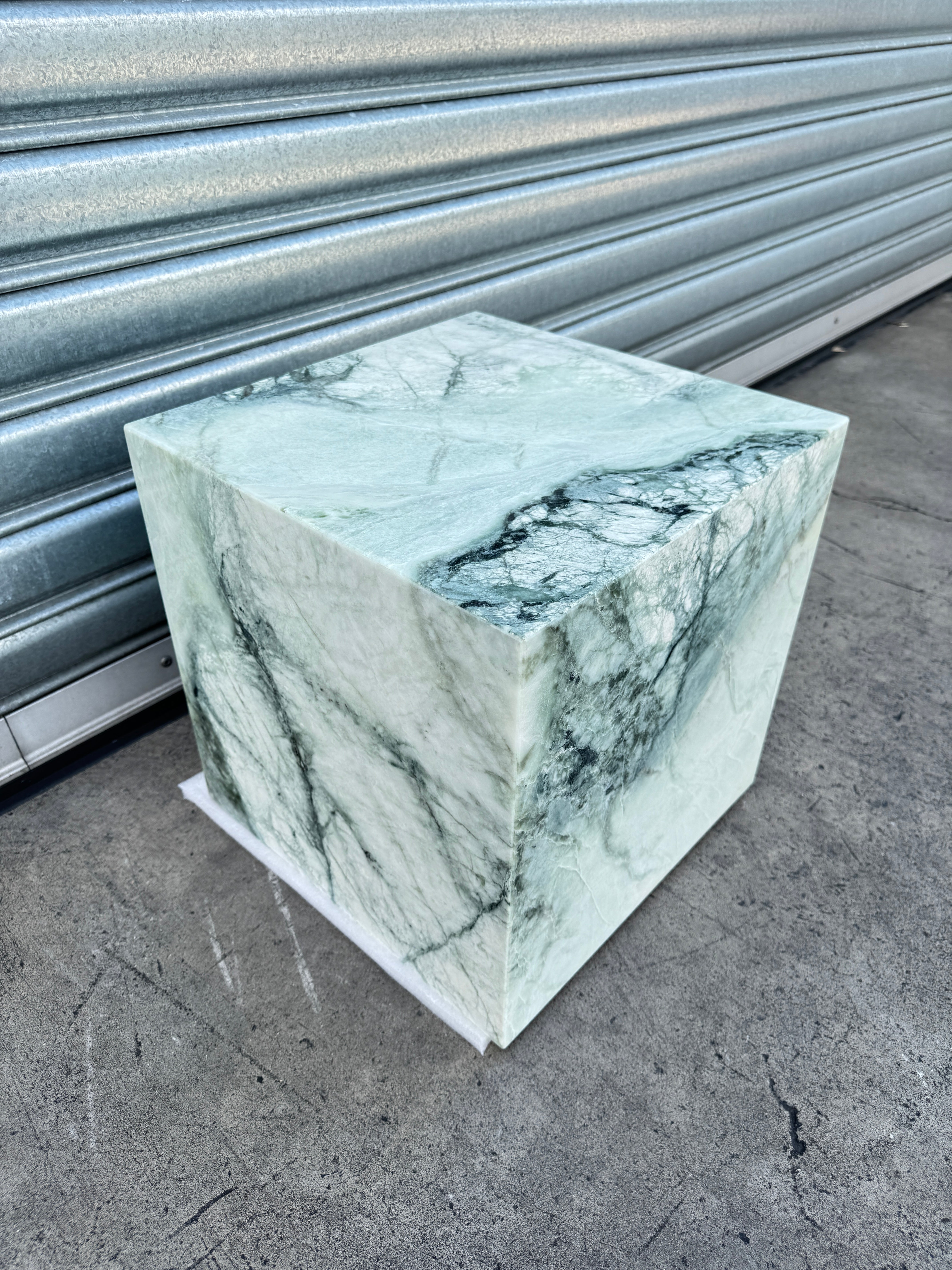 Cube Side Table - Twill Green Marble