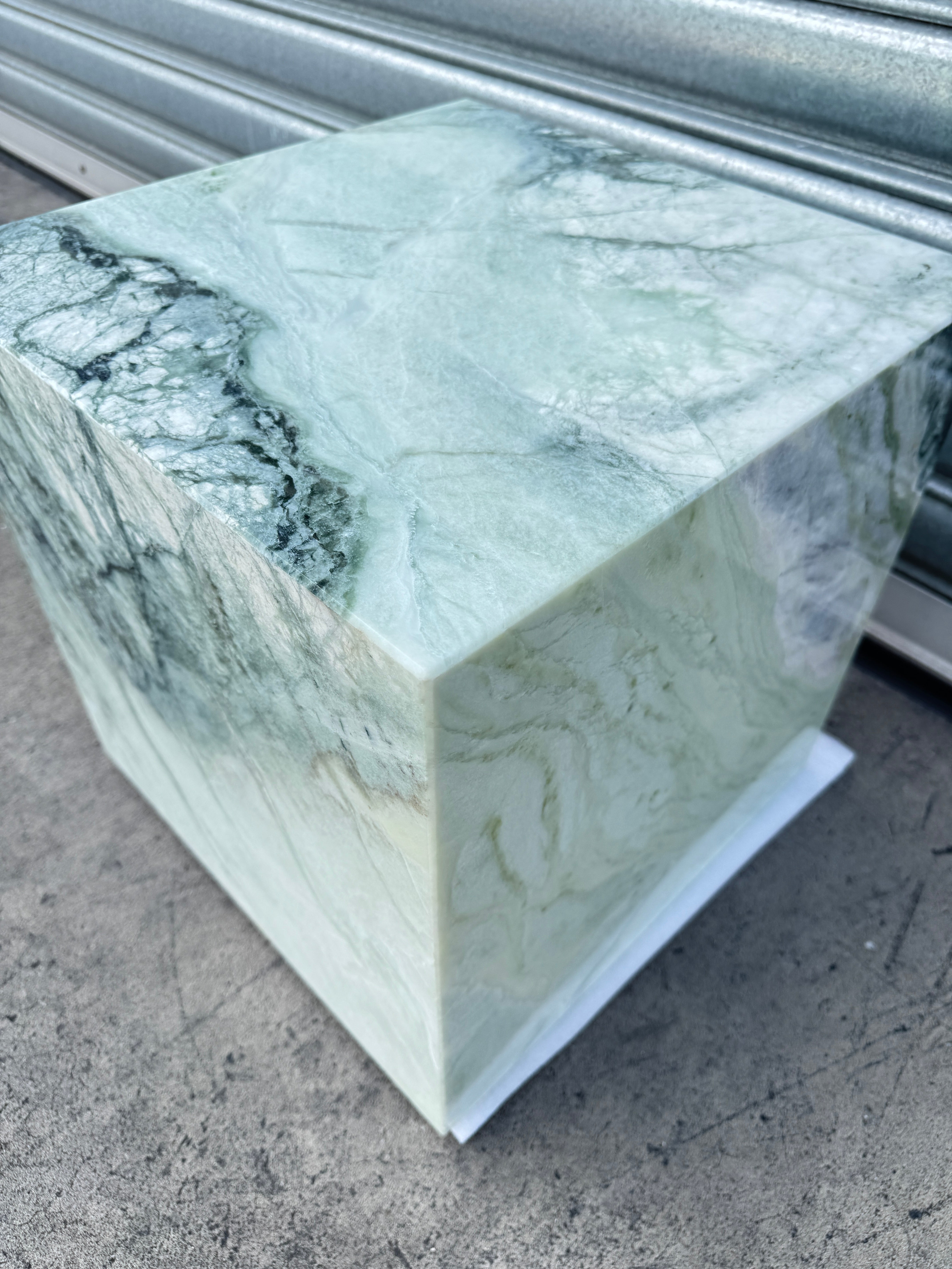 Cube Side Table - Twill Green Marble