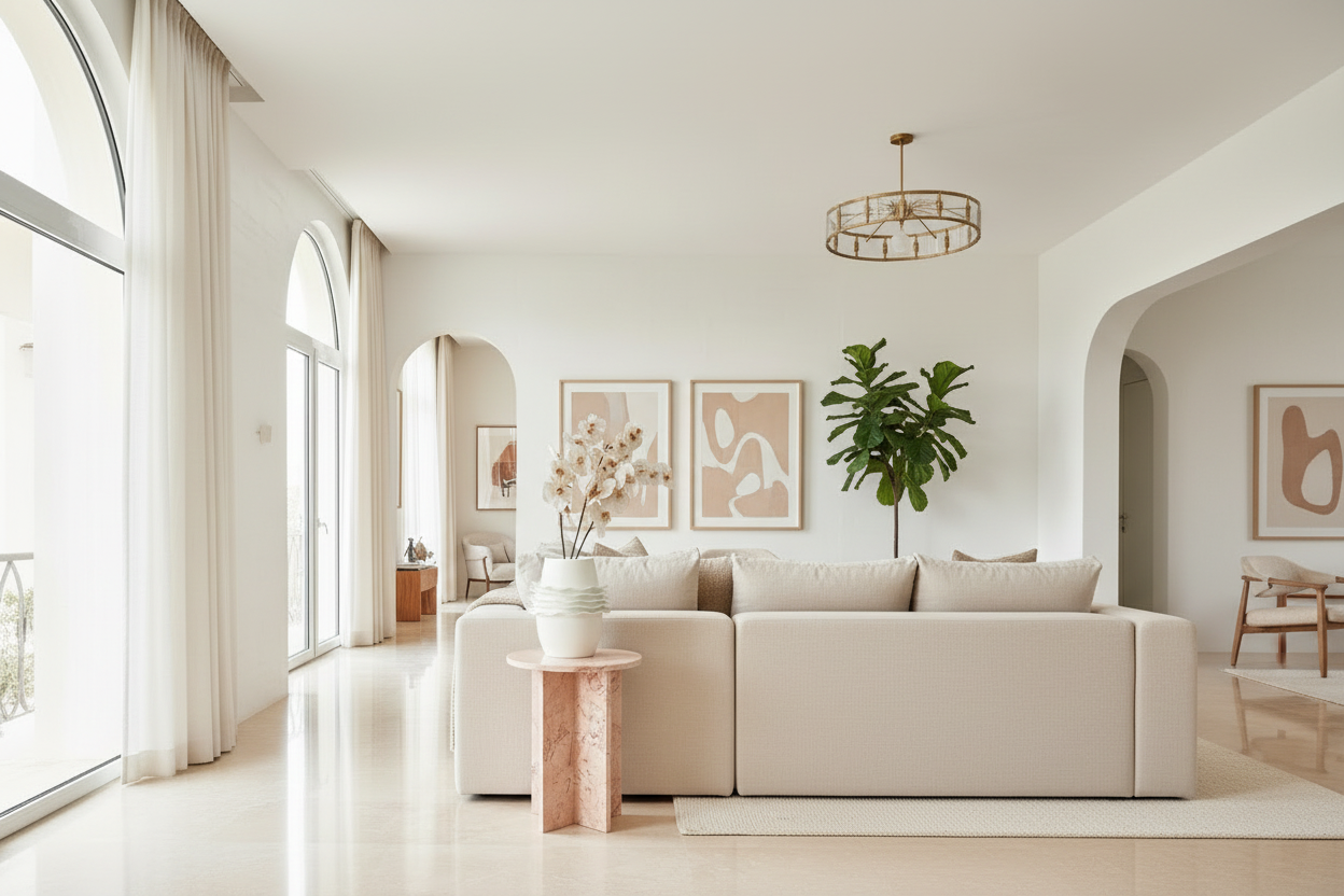 Round Cross Side Table - Pearl Pink Blush Marble