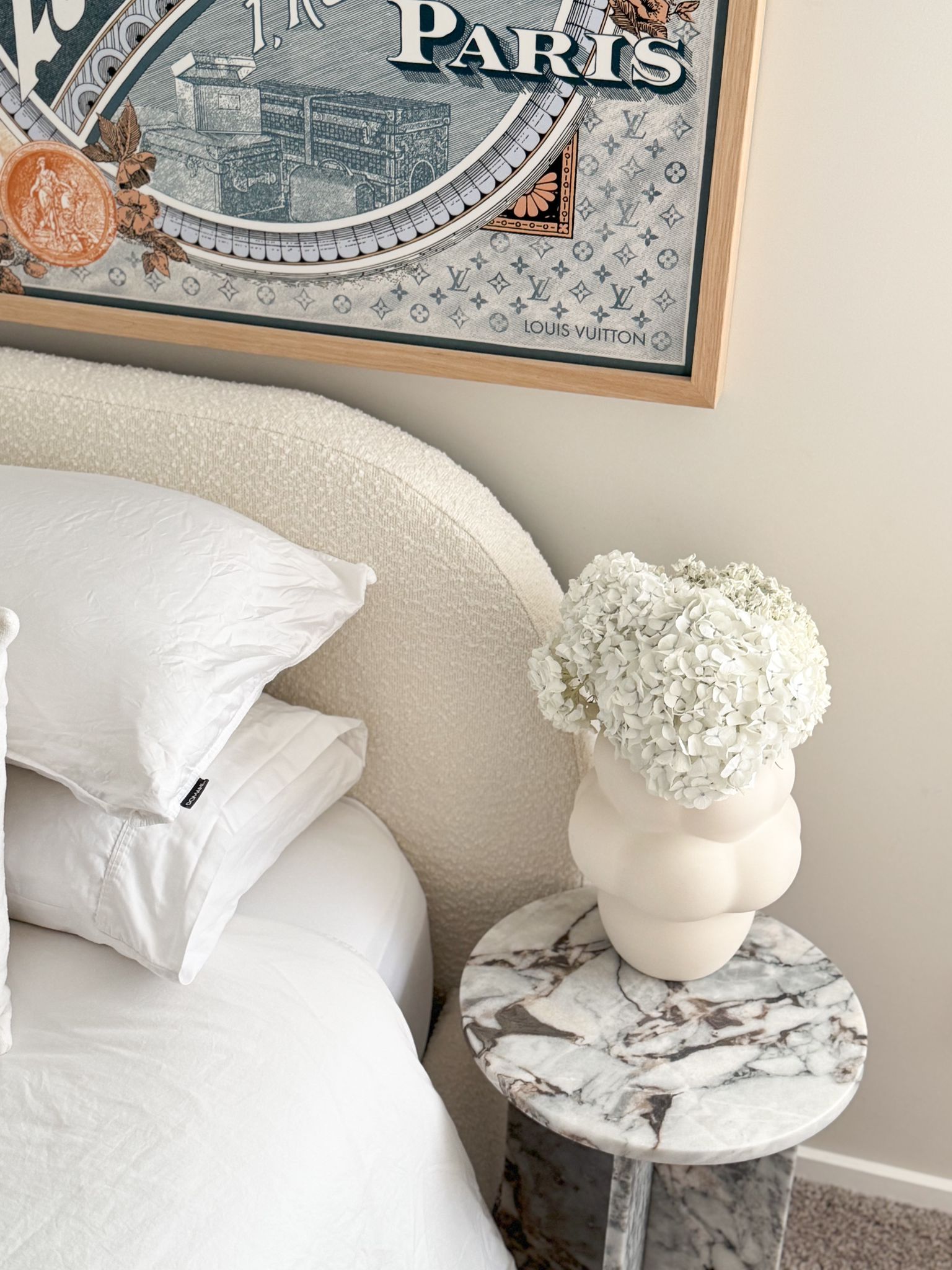 Round Cross Side Table - Milky Blue Marble