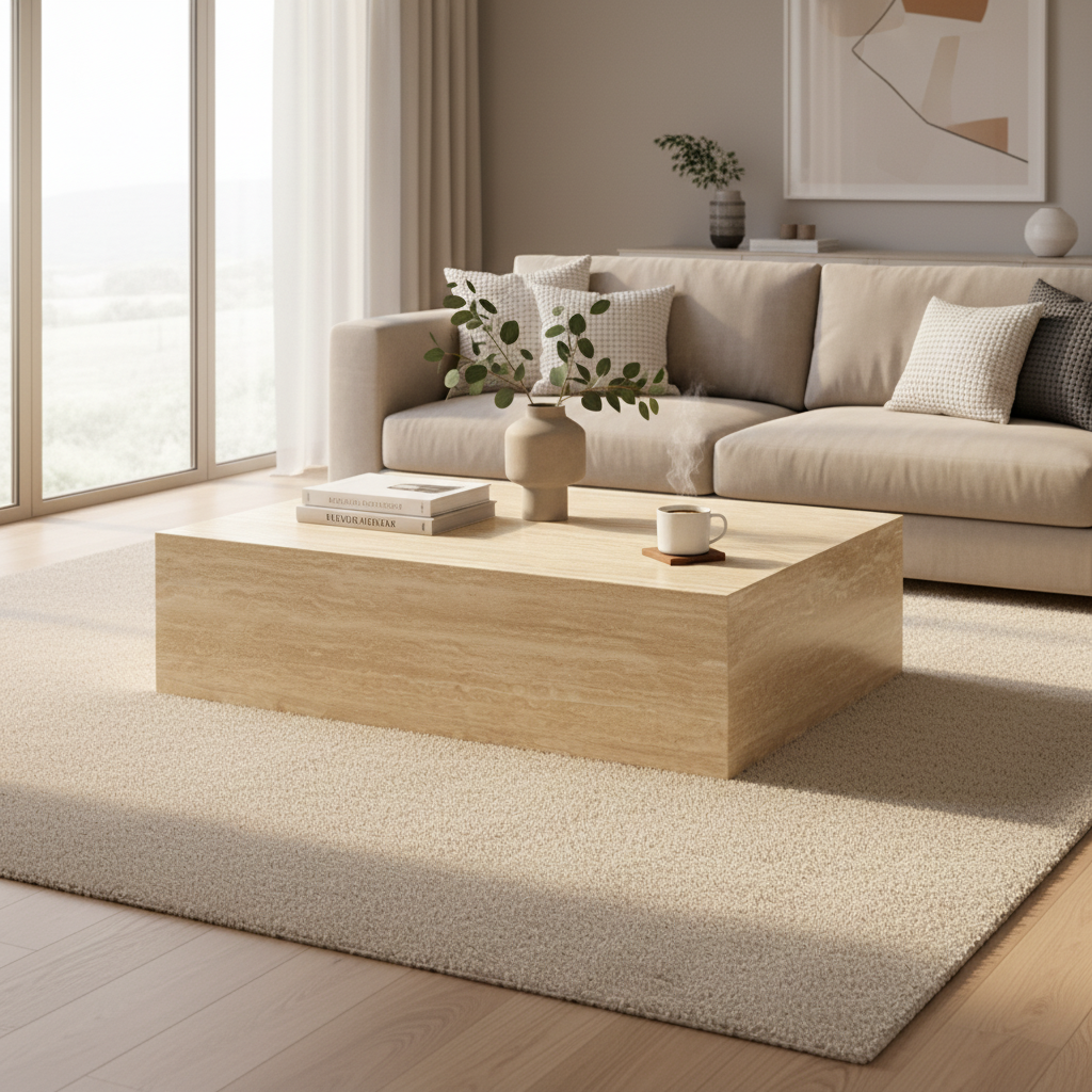 Block Coffee Table - Veincut Travertine - Large