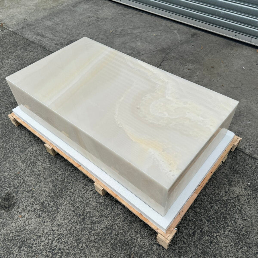 Block Coffee Table - White Onyx