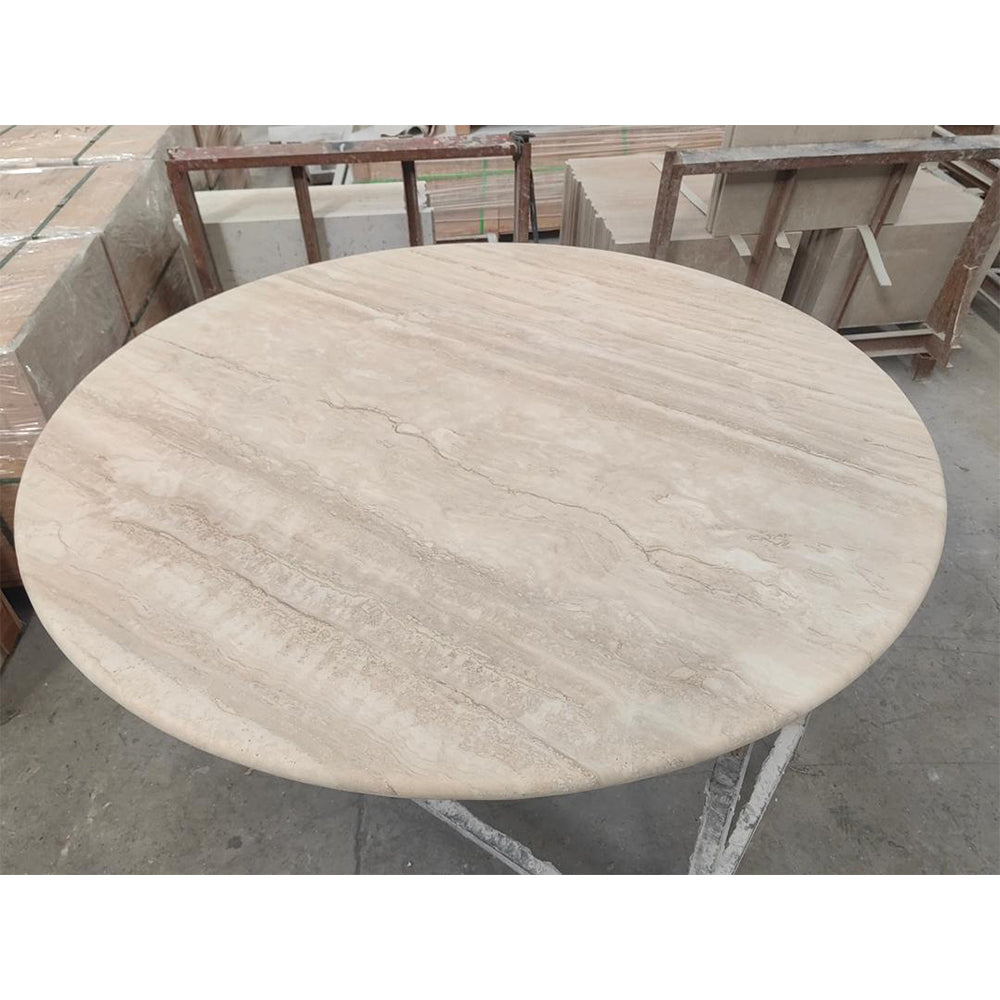 Court Dining Table - Italian Super White Travertine