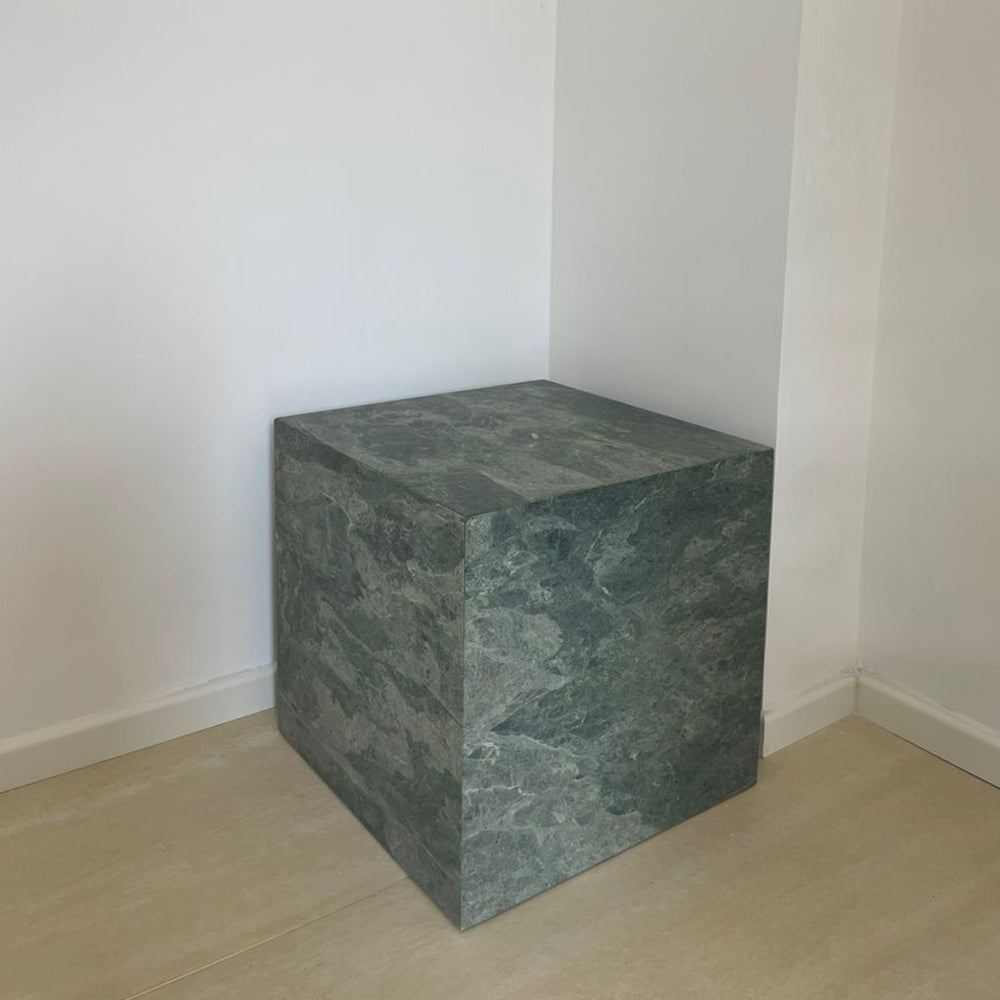 Cube Side Table - Green Marble