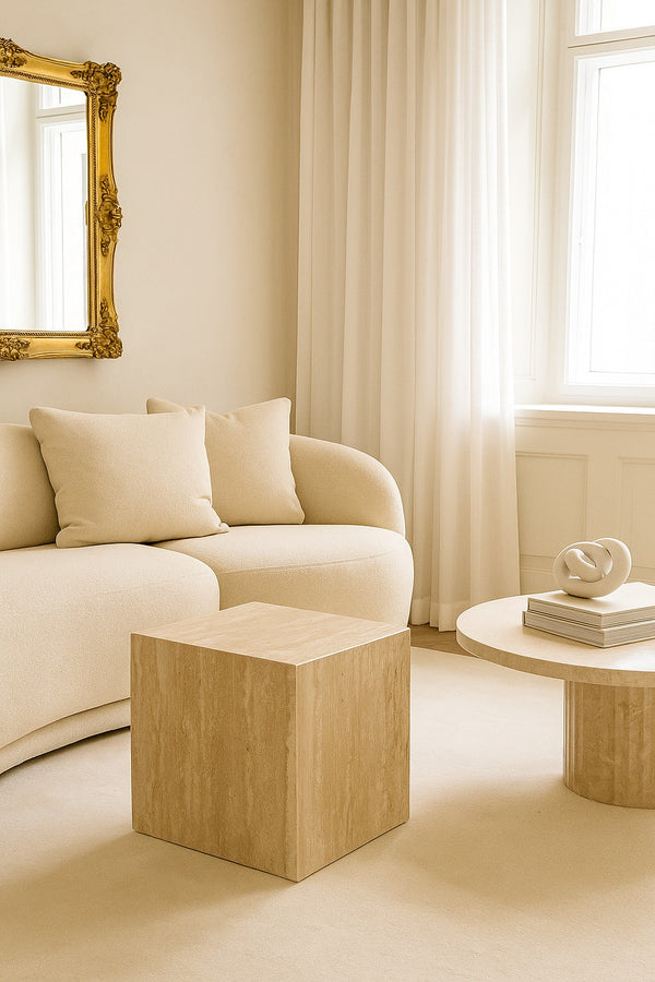 Cube Side Table - Travertine