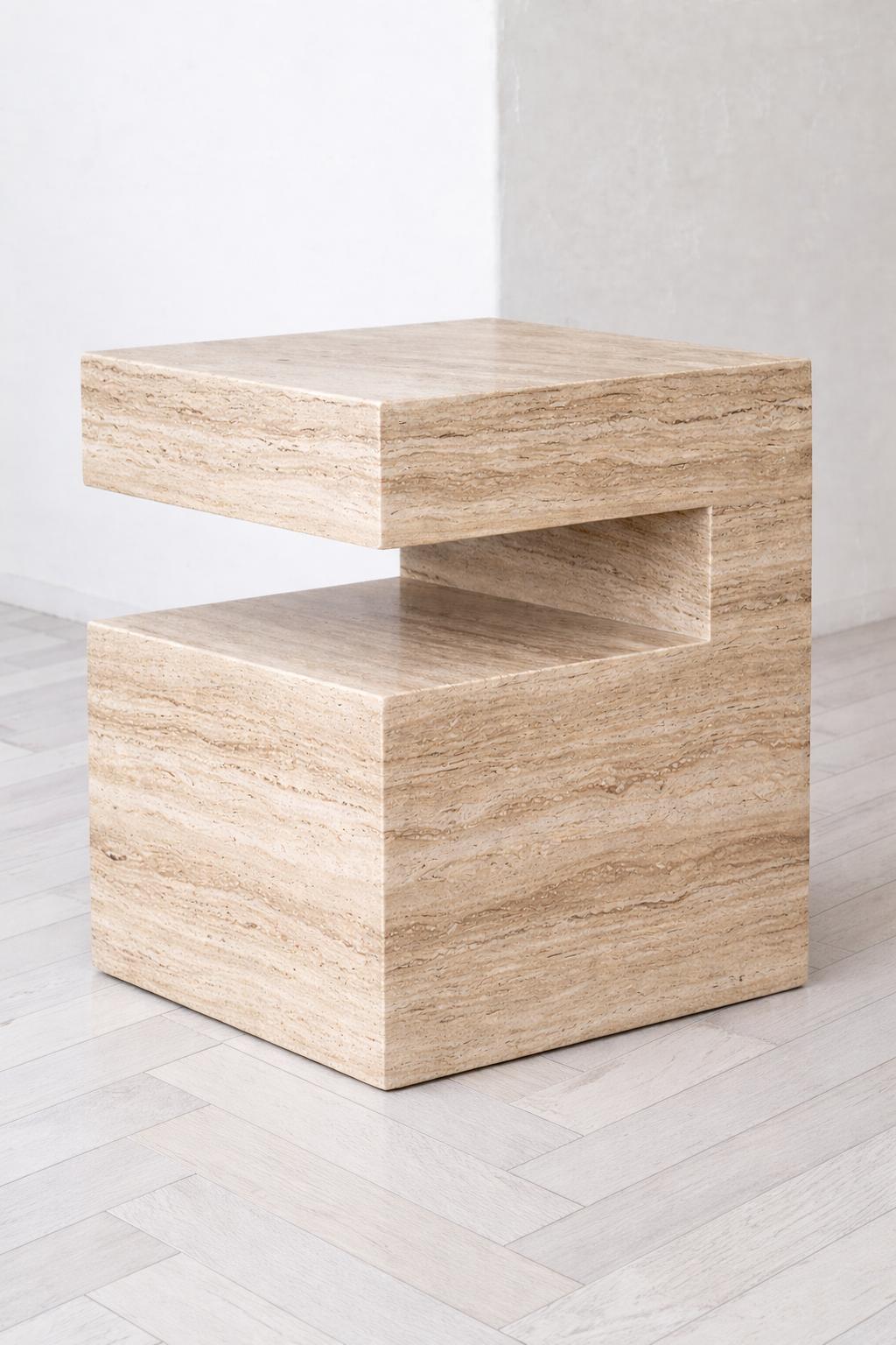 The C Side Table - Travertine