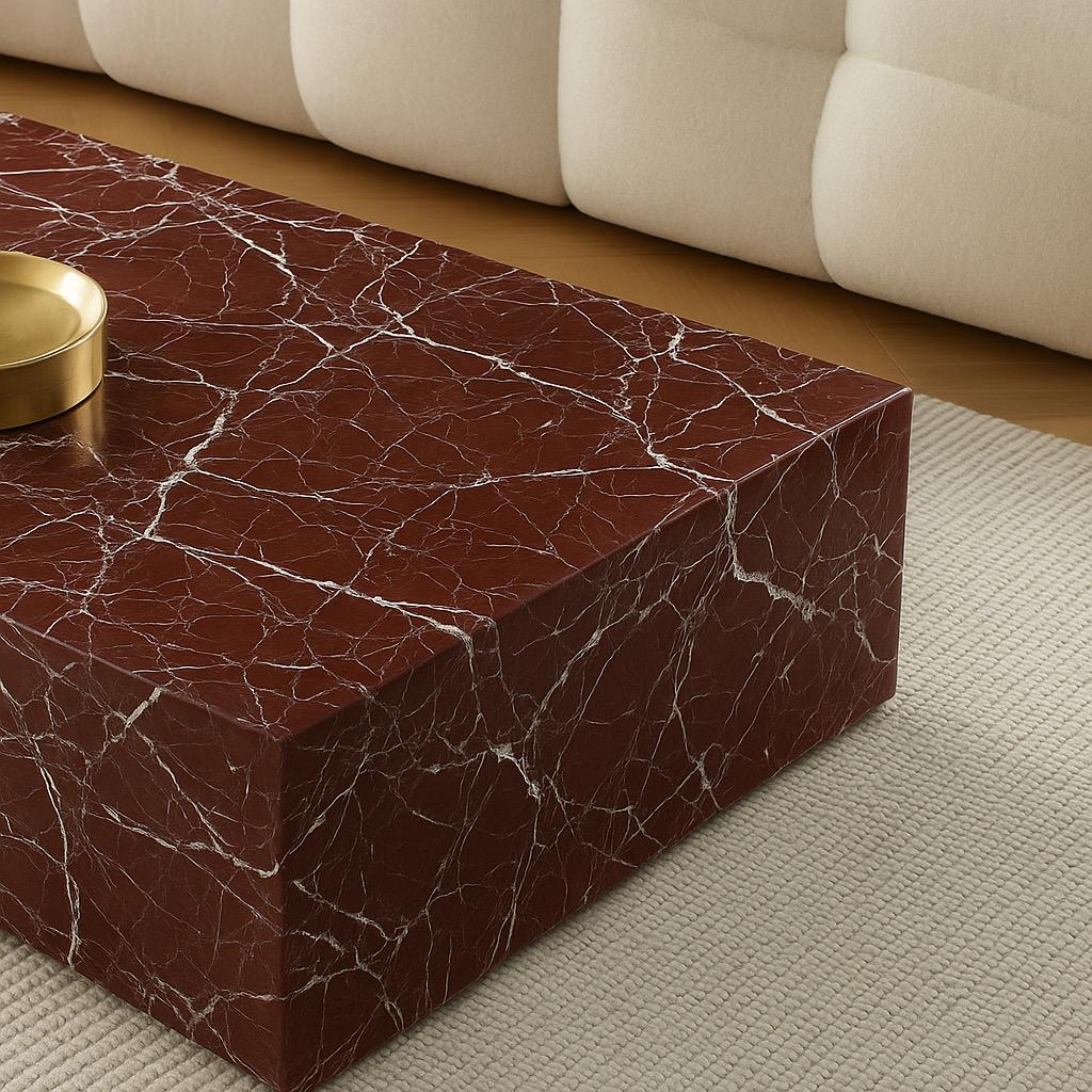 Block Coffee Table - Rosso Levanto Marble - Large