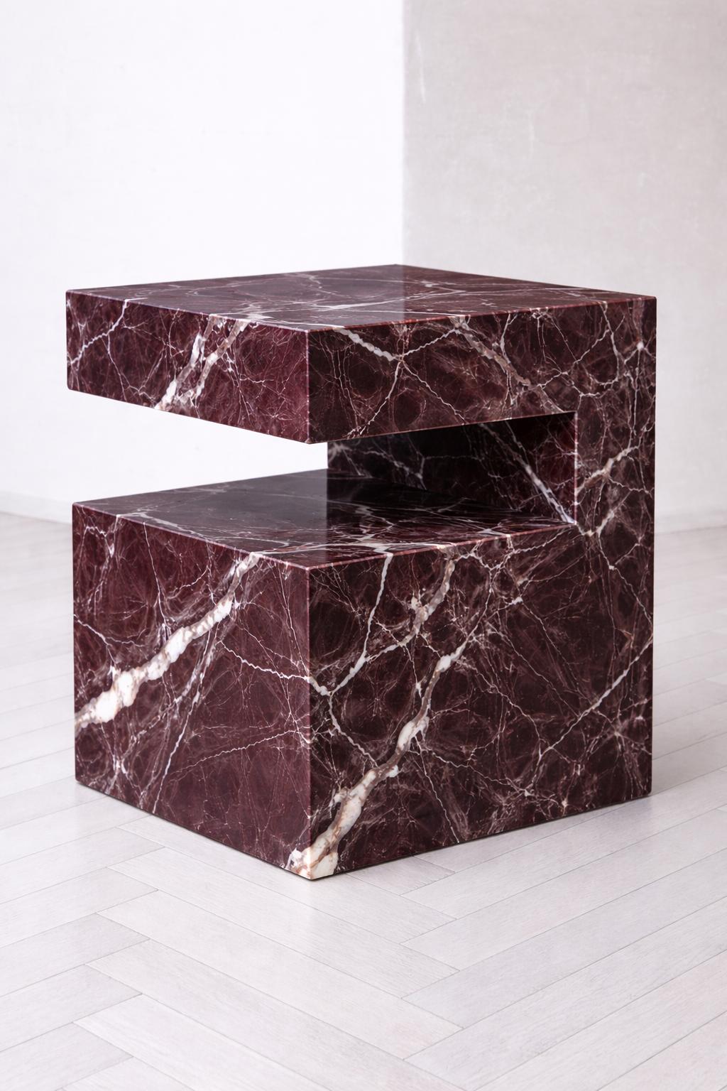 The C Side Table - Rosso Levanto Marble