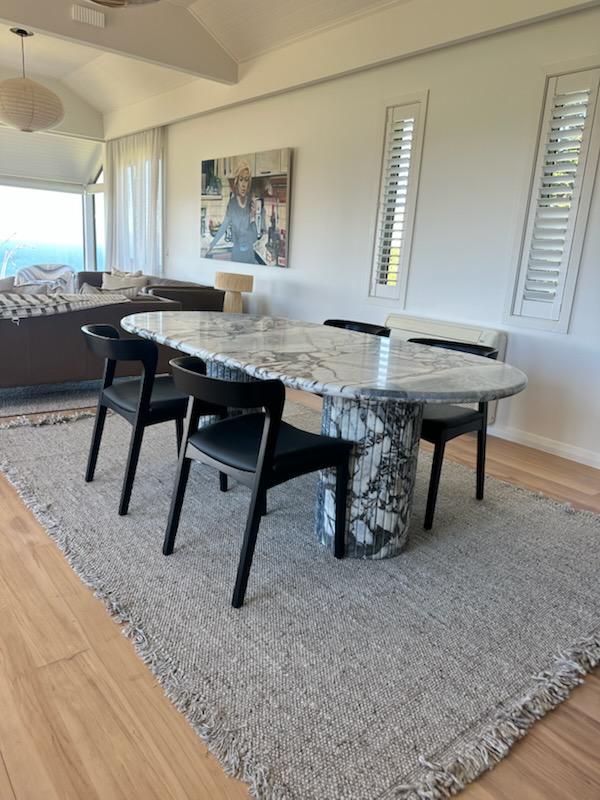 Oval Dining Table - Milky Blue