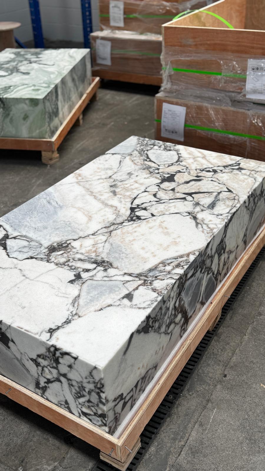 Block Coffee Table - Milky Blue Marble - Large
