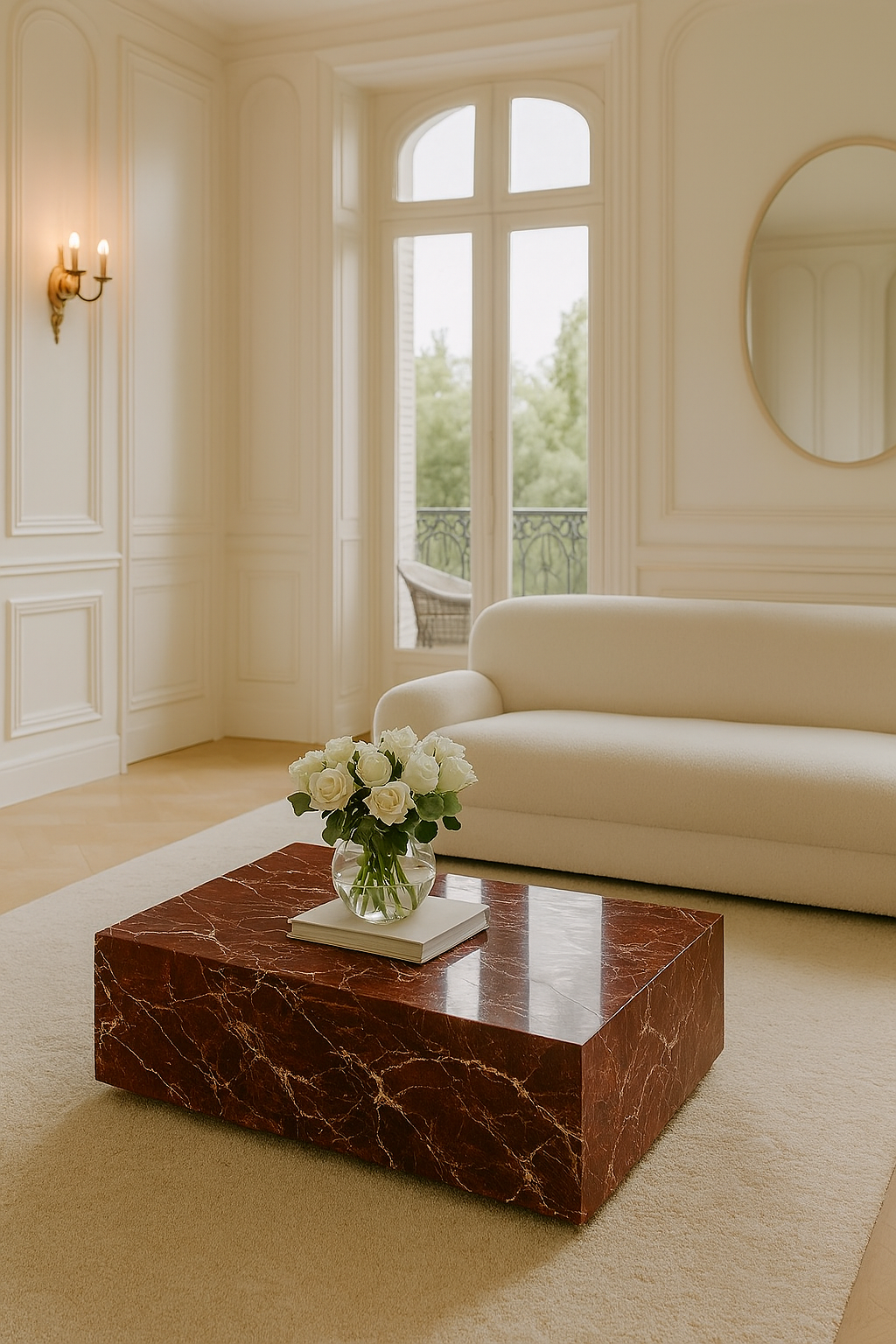 Block Coffee Table - Rosso Levanto Marble - Small