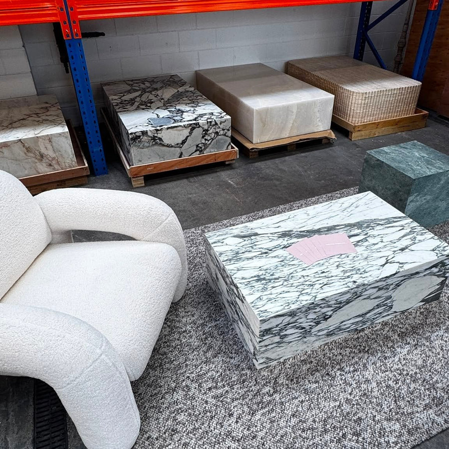 Block Coffee Table - Arabescato Marble natural stone furniture New Zealand - Natural Stone Co