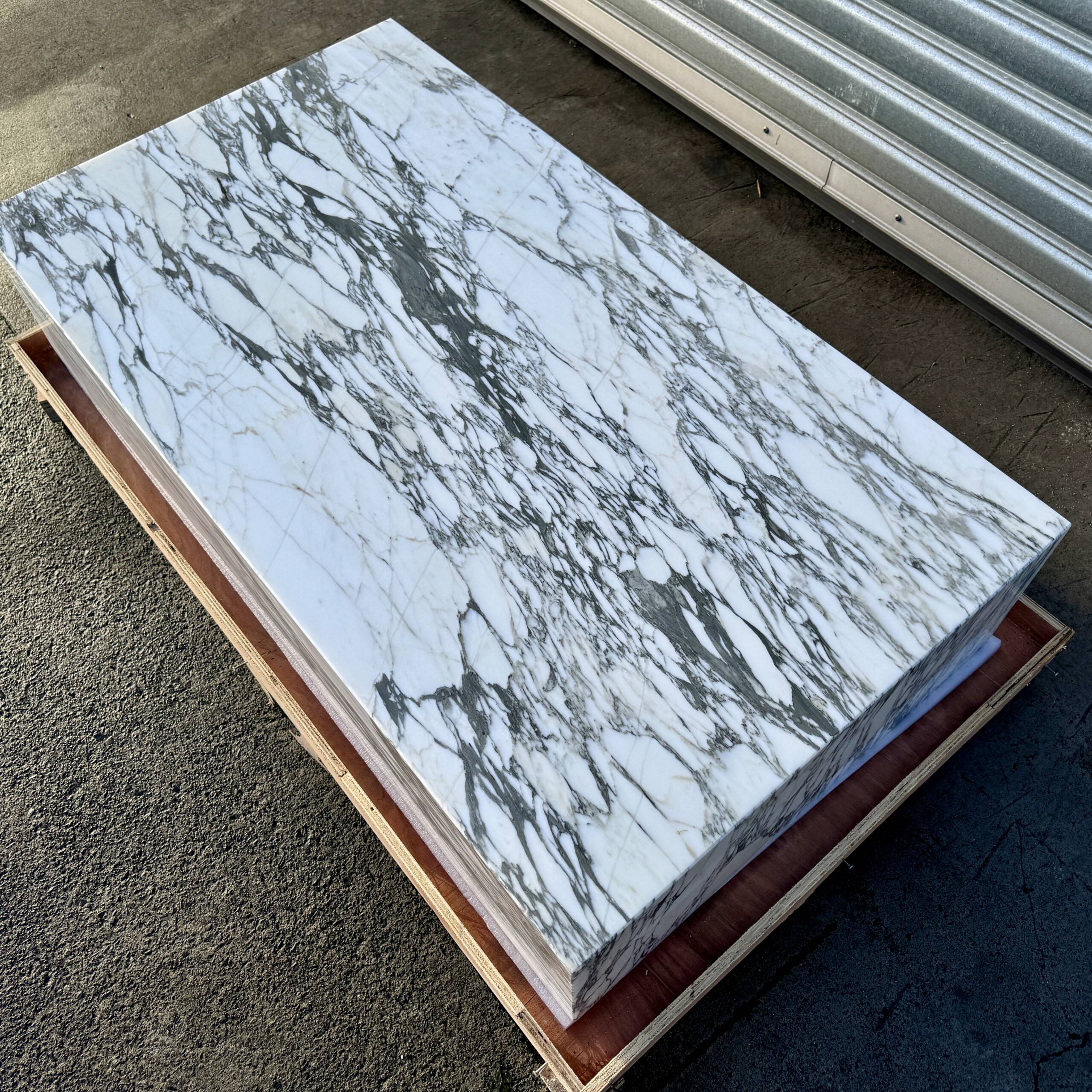 Block Coffee Table - Arabsecato Marble - Large natural stone furniture New Zealand - Natural Stone Co