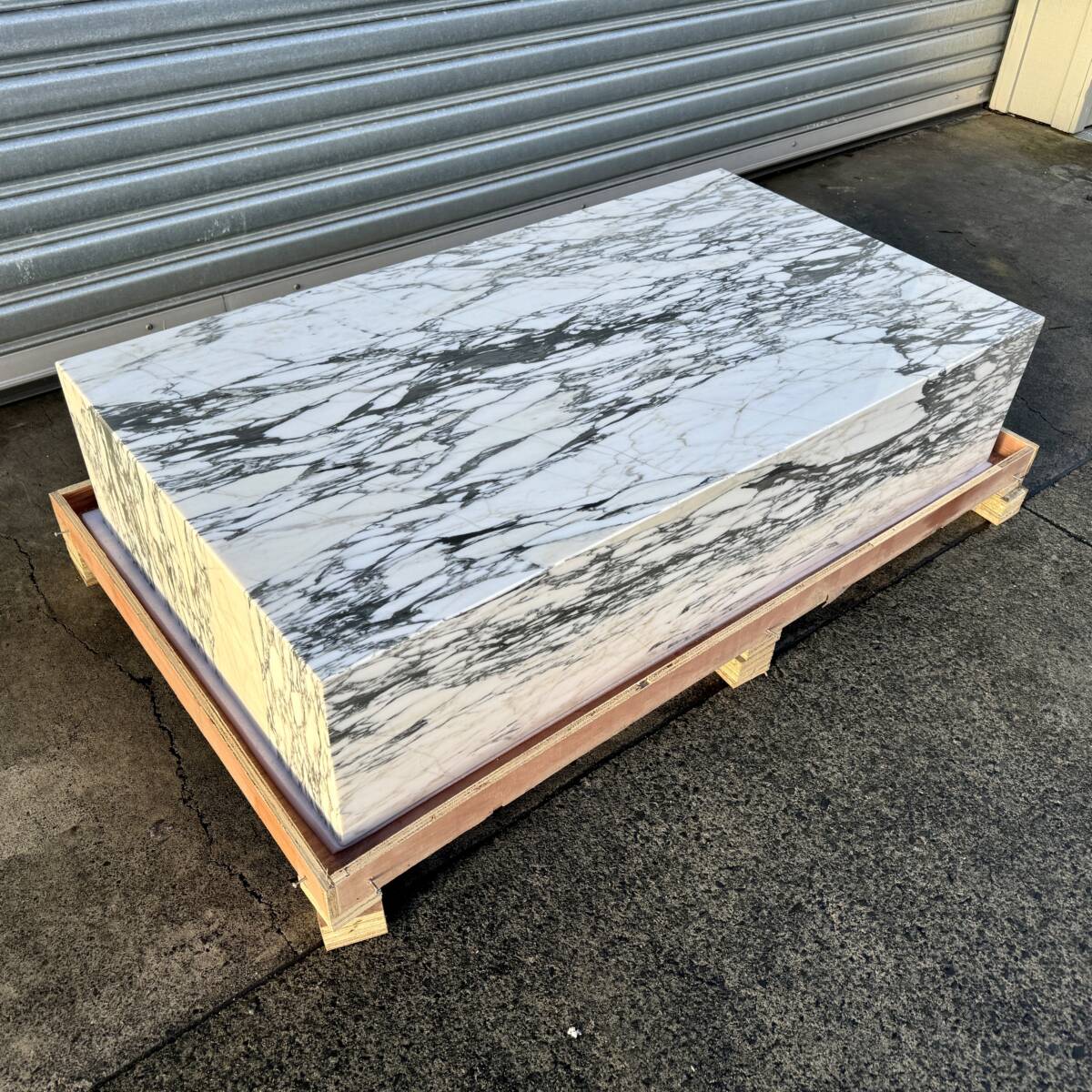 Block Coffee Table - Arabsecato Marble - Large natural stone furniture New Zealand - Natural Stone Co