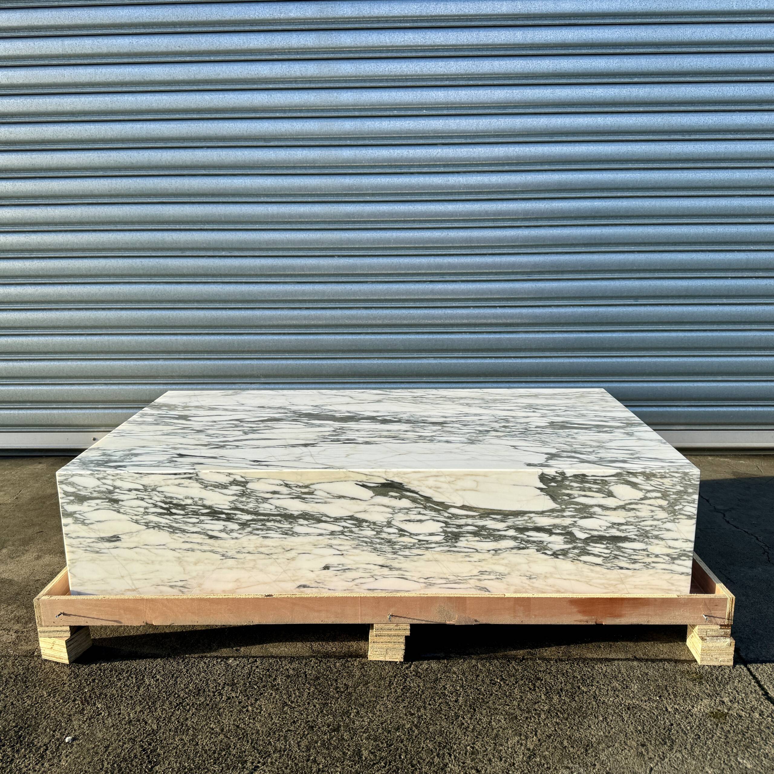 Block Coffee Table - Arabsecato Marble - Large natural stone furniture New Zealand - Natural Stone Co