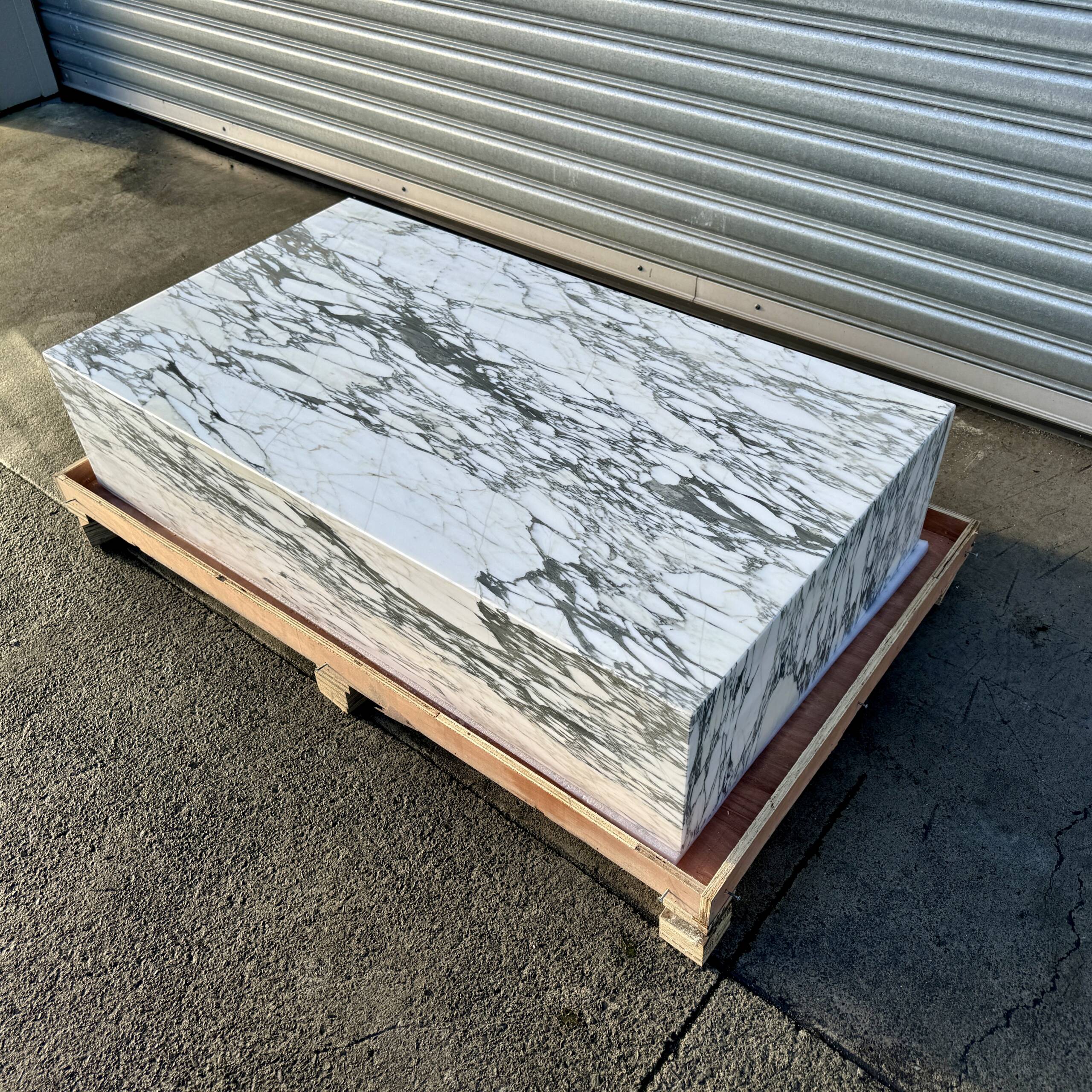 Block Coffee Table - Arabsecato Marble - Large natural stone furniture New Zealand - Natural Stone Co
