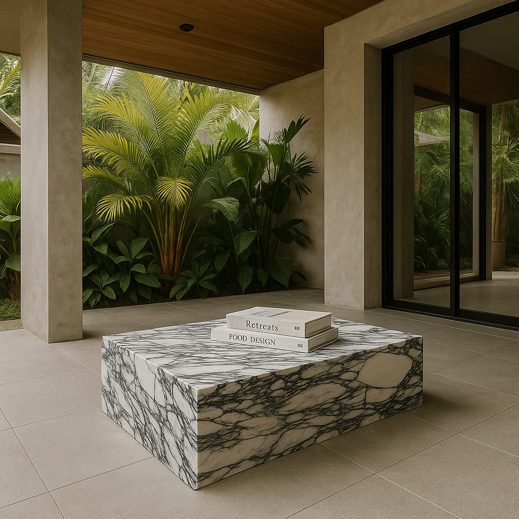 Block Coffee Table - Arabsecato Marble - Small natural stone furniture New Zealand - Natural Stone Co