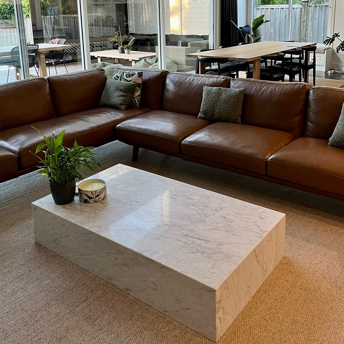 Block Coffee Table - Carrara Marble natural stone furniture New Zealand - Natural Stone Co