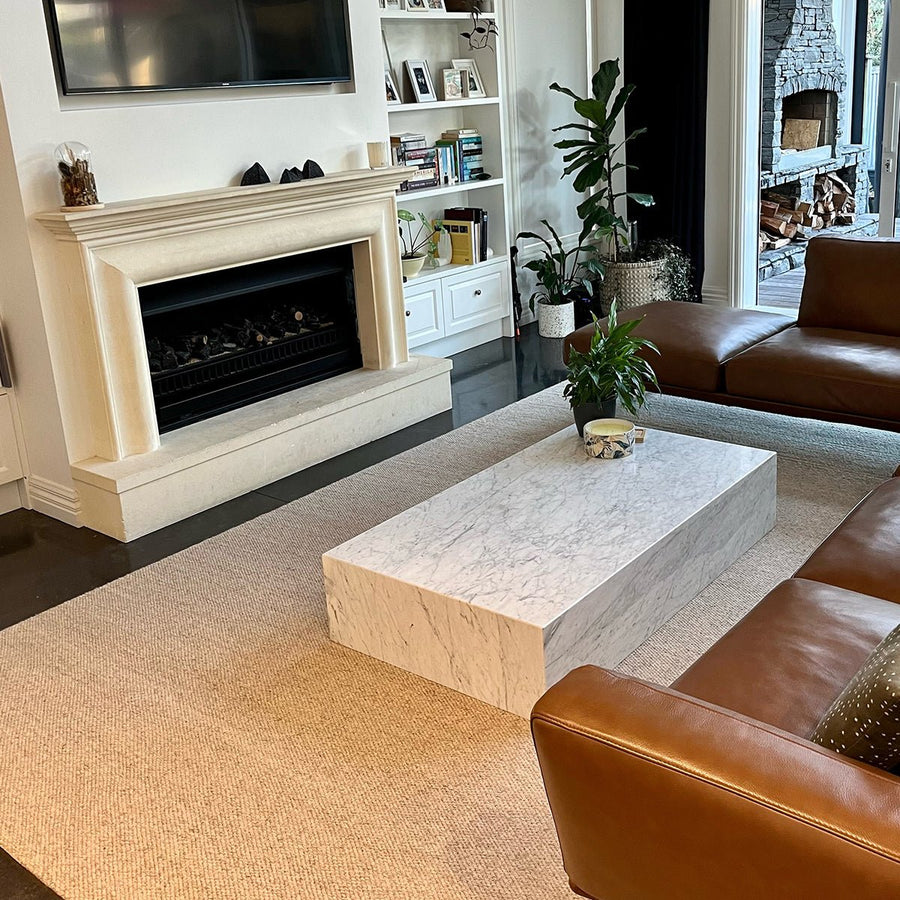 Block Coffee Table - Carrara Marble natural stone furniture New Zealand - Natural Stone Co