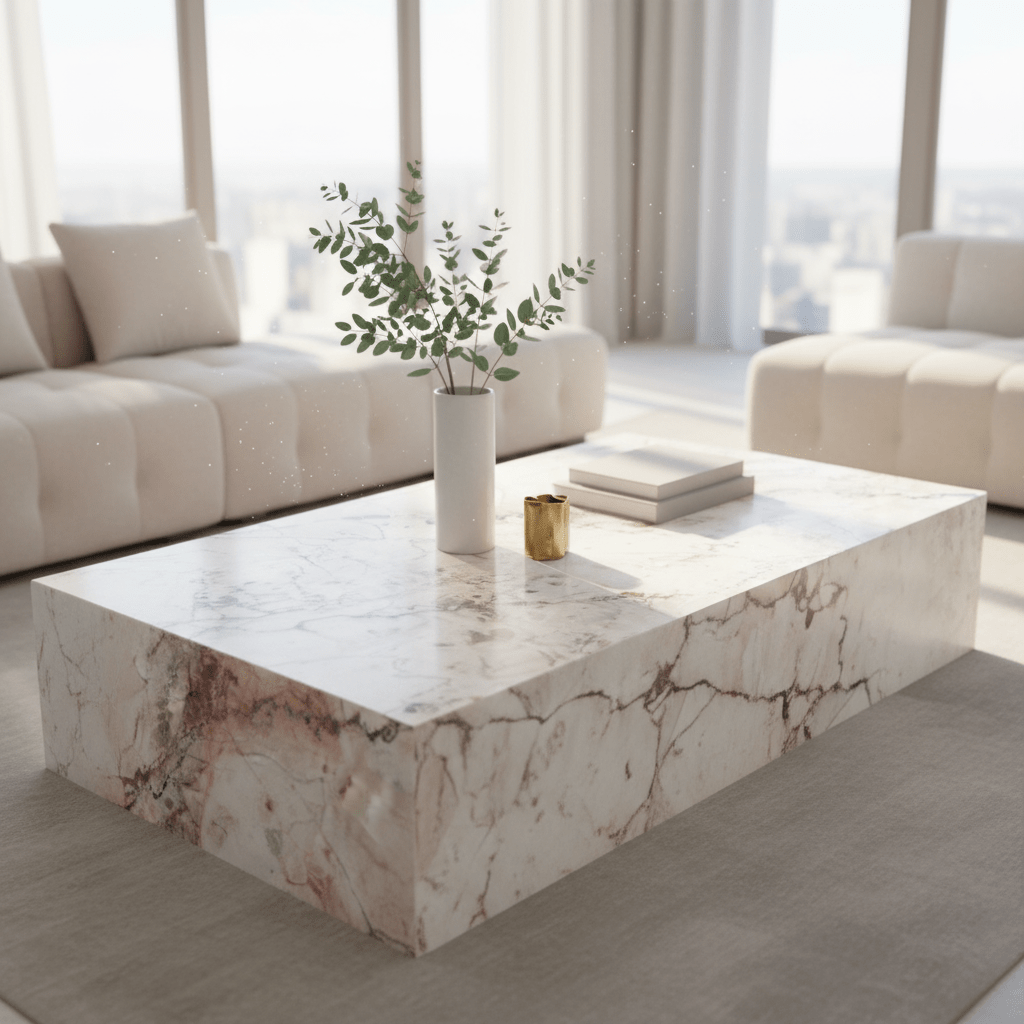Block Coffee Table - Cherry Blossom natural stone furniture New Zealand - Natural Stone Co