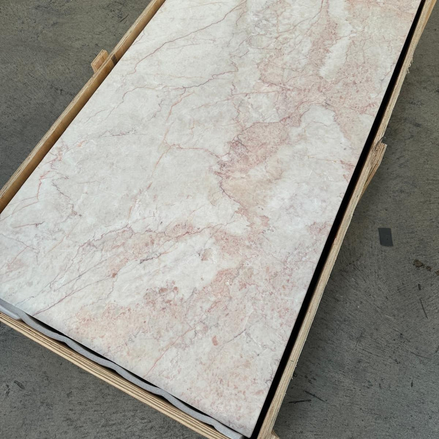 Block Coffee Table - Cream Rosa Marble natural stone furniture New Zealand - Natural Stone Co