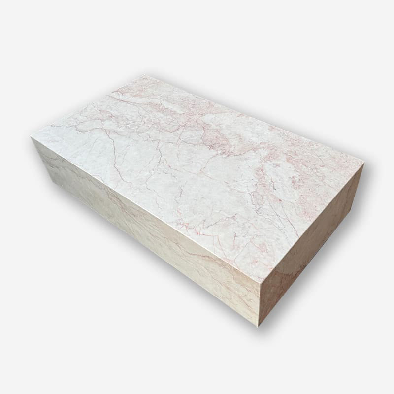 Block Coffee Table - Cream Rosa Marble - Large natural stone furniture New Zealand - Natural Stone Co