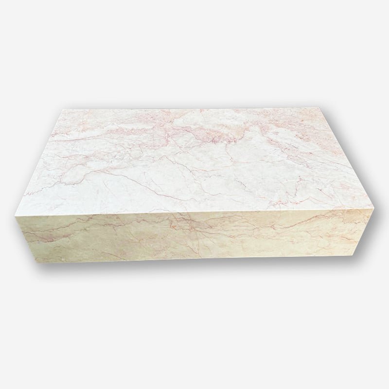 Block Coffee Table - Cream Rosa Marble - Large natural stone furniture New Zealand - Natural Stone Co