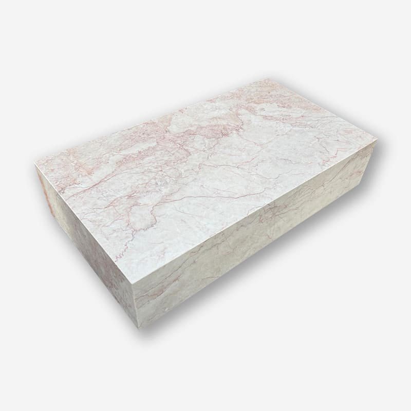 Block Coffee Table - Cream Rosa Marble - Large natural stone furniture New Zealand - Natural Stone Co