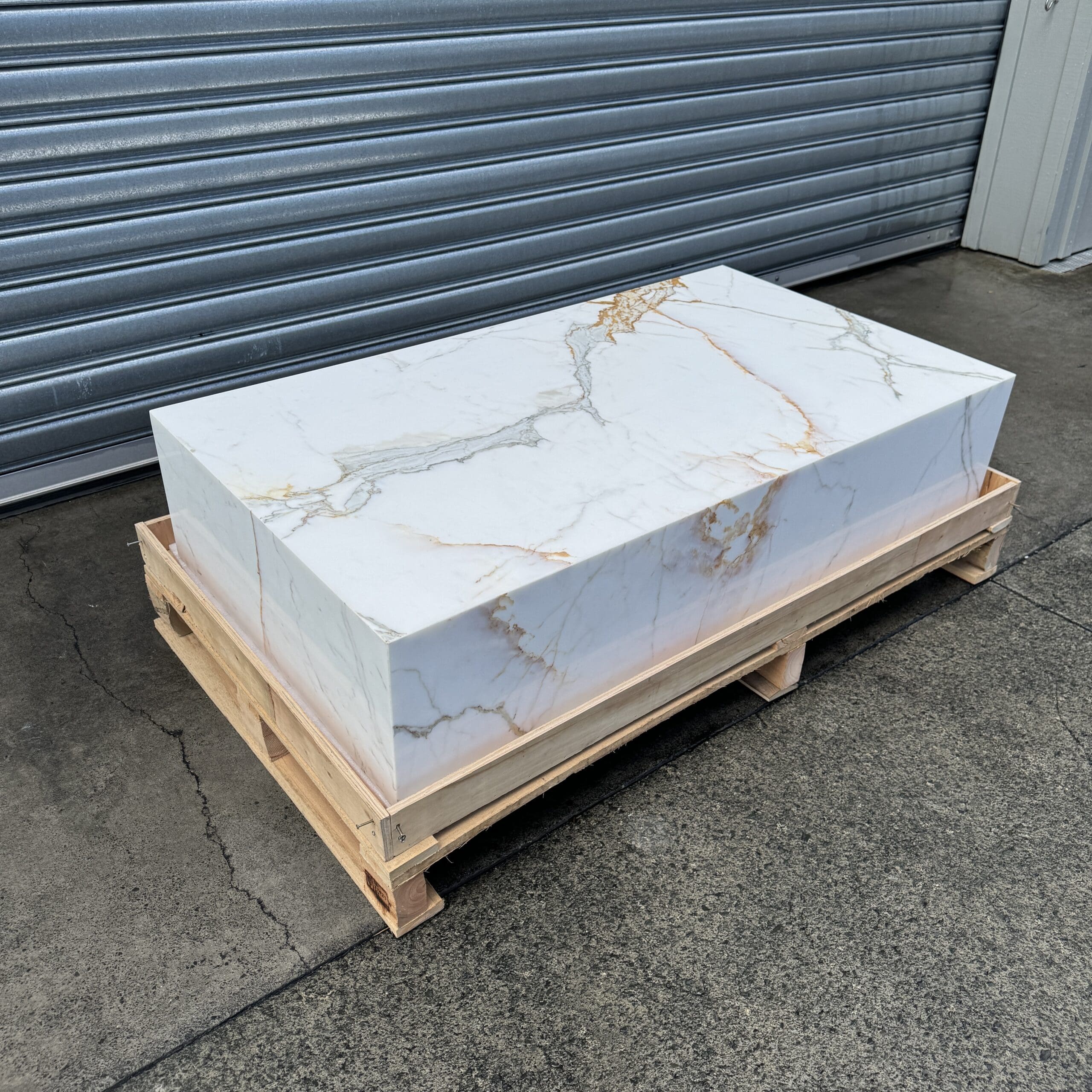 Block Coffee Table - Gold Calacatta Large natural stone furniture New Zealand - Natural Stone Co