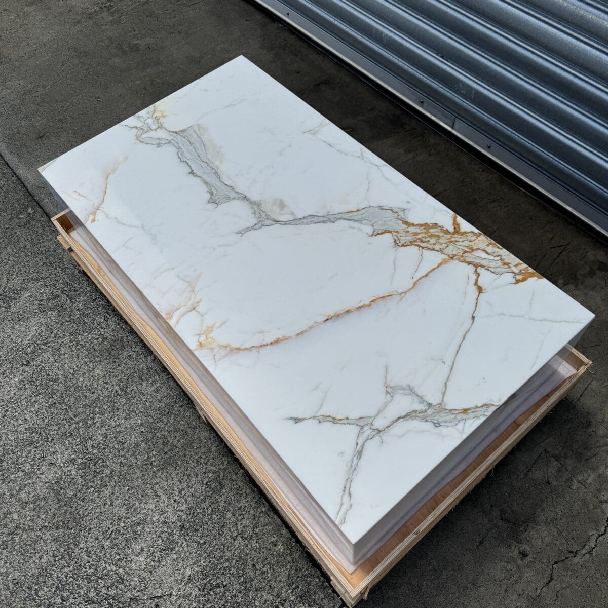 Block Coffee Table - Gold Calacatta Large natural stone furniture New Zealand - Natural Stone Co