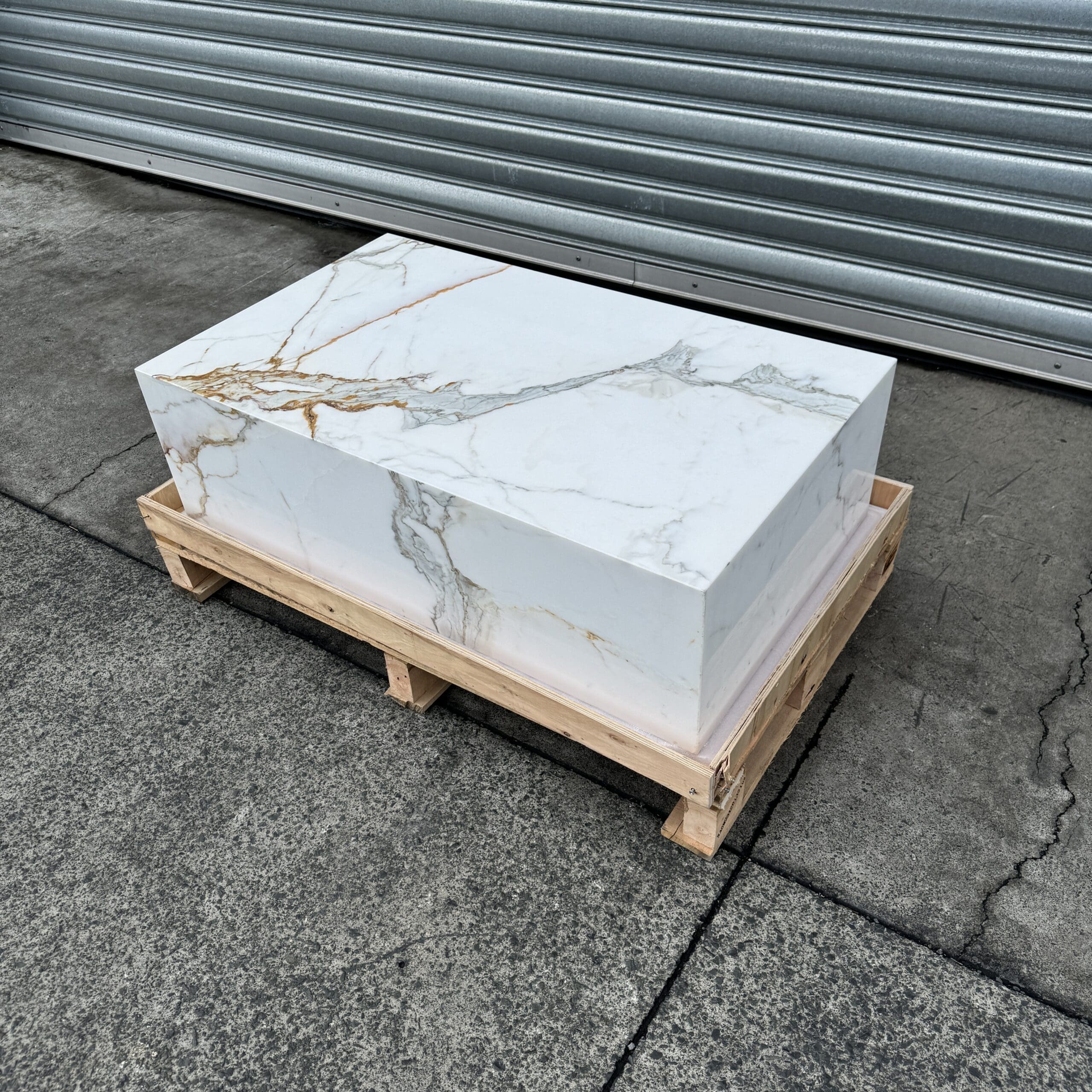 Block Coffee Table - Gold Calacatta - Small natural stone furniture New Zealand - Natural Stone Co