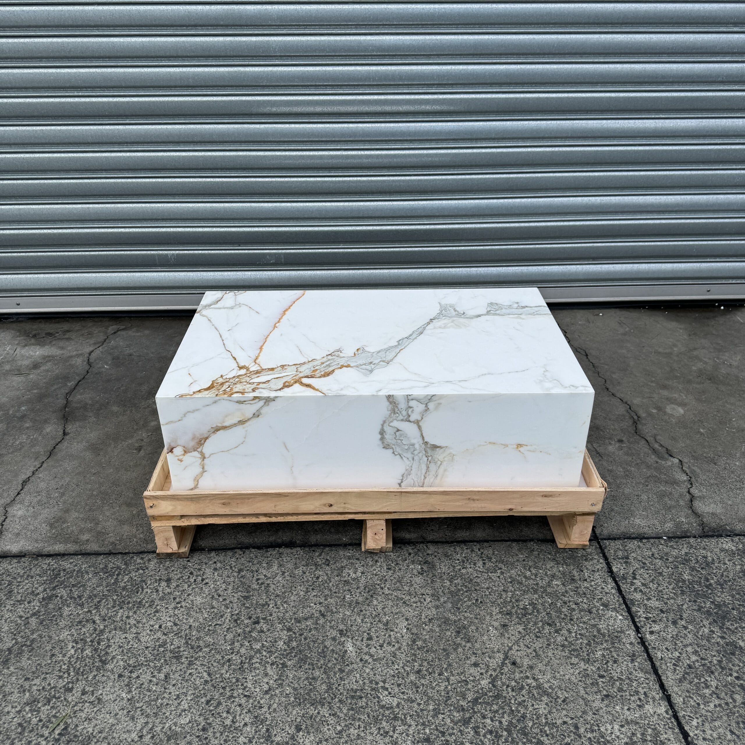 Block Coffee Table - Gold Calacatta - Small natural stone furniture New Zealand - Natural Stone Co