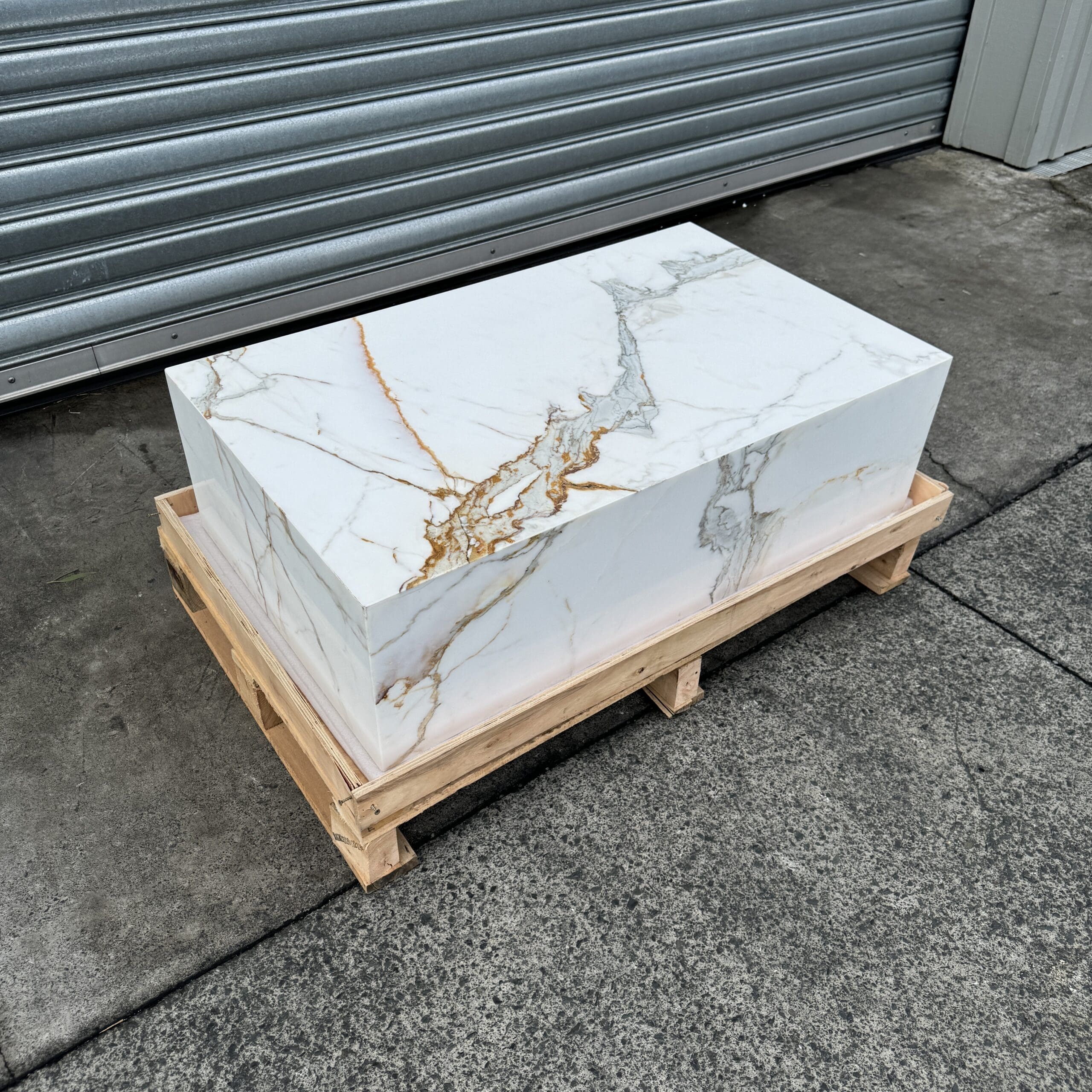 Block Coffee Table - Gold Calacatta - Small natural stone furniture New Zealand - Natural Stone Co