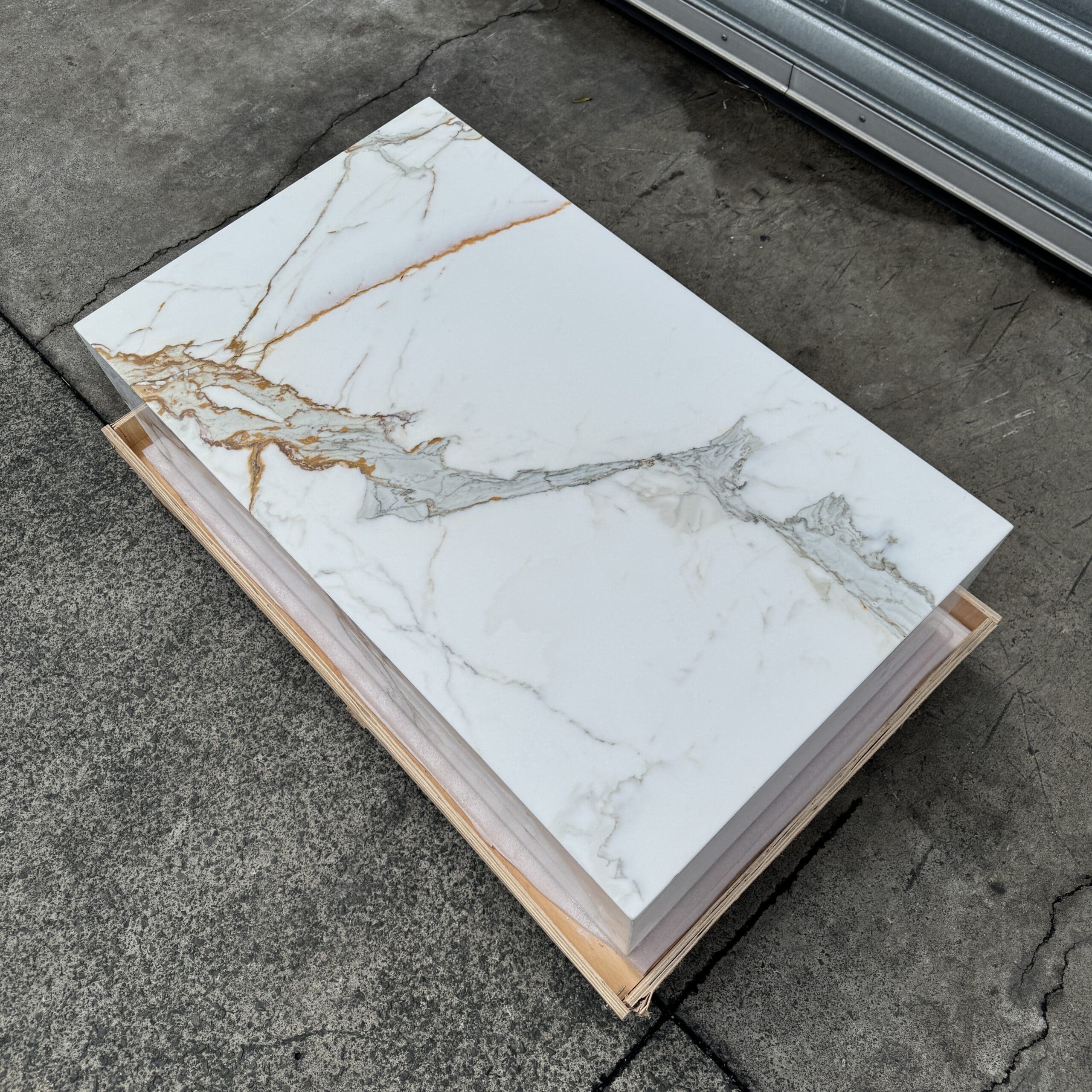 Block Coffee Table - Gold Calacatta - Small natural stone furniture New Zealand - Natural Stone Co