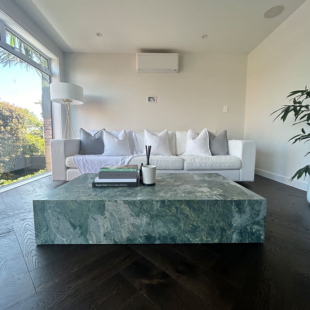 Block Coffee Table - Green Marble - Large natural stone furniture New Zealand - Natural Stone Co